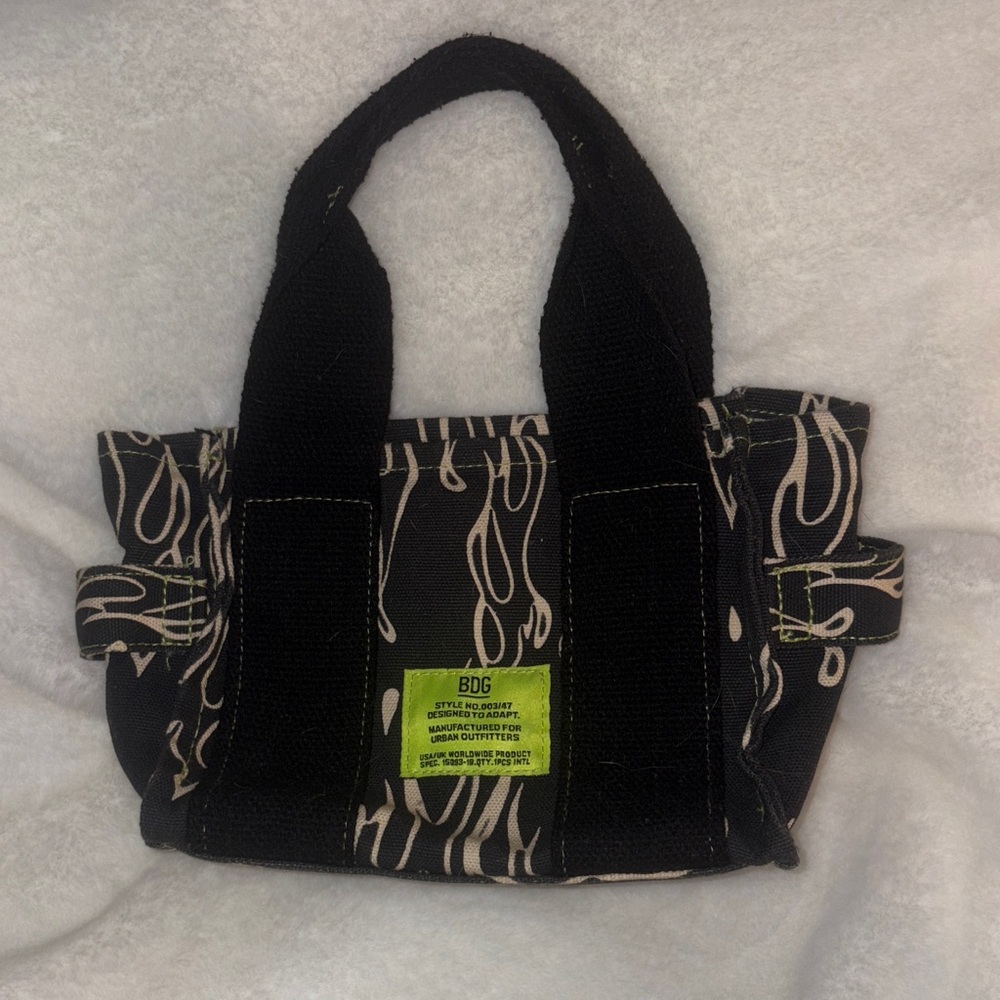 BDG Black and Cream Mini Bag with Green Accent